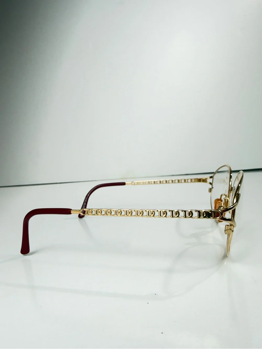 VTG Christian Dior CD 2045A 46F Gold Monogram Chain Link Frames Full VFC Set